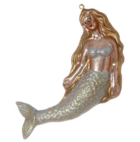RAZ Imports Glass 6 Inch Nautical Mermaid Christmas Ornament