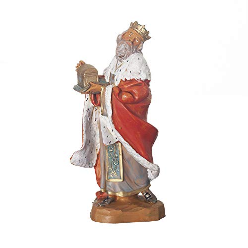Fontanini, Nativity Figure, King Melchior, 7.5″ Scale, Collection, Handmade in Italy, Designed and Manufactured in Tuscany, Polymer, Hand Painted, Italian, Detailed