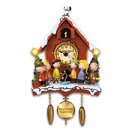 The Bradford Exchange A Charlie Brown Christmas Sculptural Cuckoo Clock with Lights Music and Motion