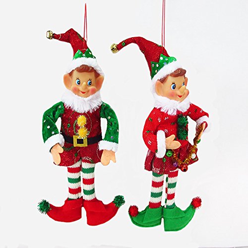 Kurt Adler 12″ Stuffed Elf Christmas Ornament 2 Assorted