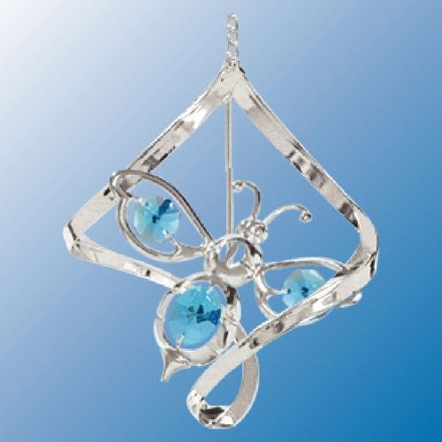 Chrome Plated Bubble Bee Hanging Sun Catcher or Ornament….. With Blue Color Swarovski Austrian Crystals