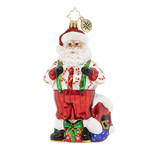 Christopher Radko Hand-Crafted European Glass Christmas Ornament, Snappy Suspenders, Santa