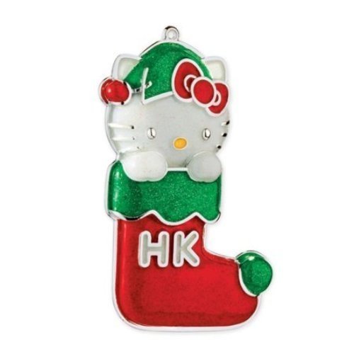 Carlton Cards Heirloom Sparkly Hello Kitty in Stocking Christmas Ornament