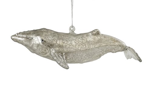 Creative Co-op Oceanic Whale Hand Painted Hanging Christmas Ornament – Grey