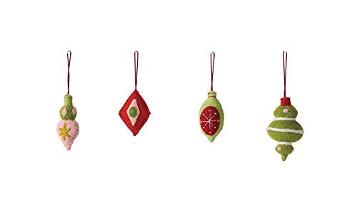 First of a Kind 4″ H Wool Felt Ornament with Applique Set of 4, 4 Styles