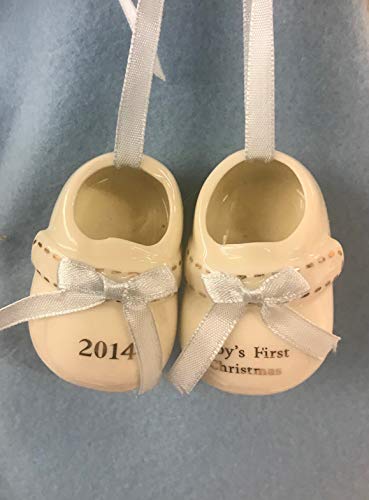 Holiday Lane Baby’s First Pair of Booties Ornament 2014, Blue Accents