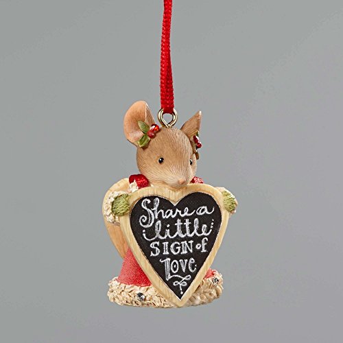 Enesco Heart of Christmas Mouse with Sign Ornament 1.89 in