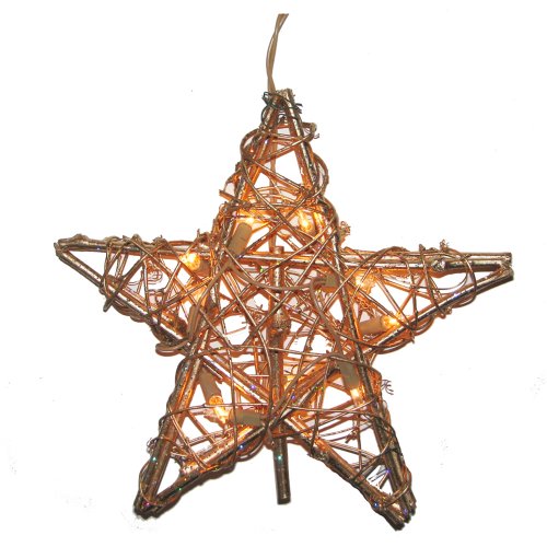 Kurt Adler 10 Light Indoor Rattan Gold Star Treetop