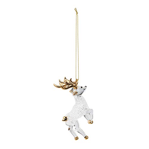 DEMDACO Reindeer Goldtone Antlers 2.5 x 4 Inch Spun Glass Hanging Christmas Ornament