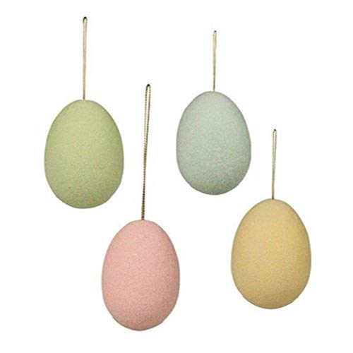 Bethany Lowe Pastel Flocked 2.5″ Tall Easter Egg Ornament – Set of 4