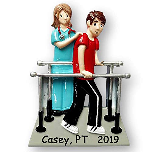 Personalized Physical Therapist or Assistant Christmas Ornament Holiday Tree Decoration with Custom Name and Date