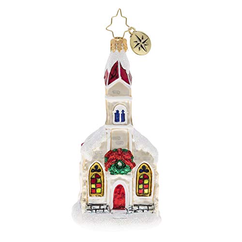 Christopher Radko Hand-Crafted European Glass Christmas Ornament, Snow Dusted Chapel