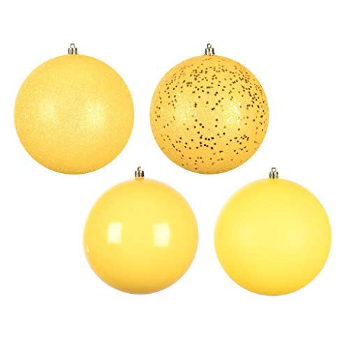 Vickerman 623954-1″ Yellow 4 Assorted Finish Ball Christmas Tree Ornament (36 pack) (N590378-2)